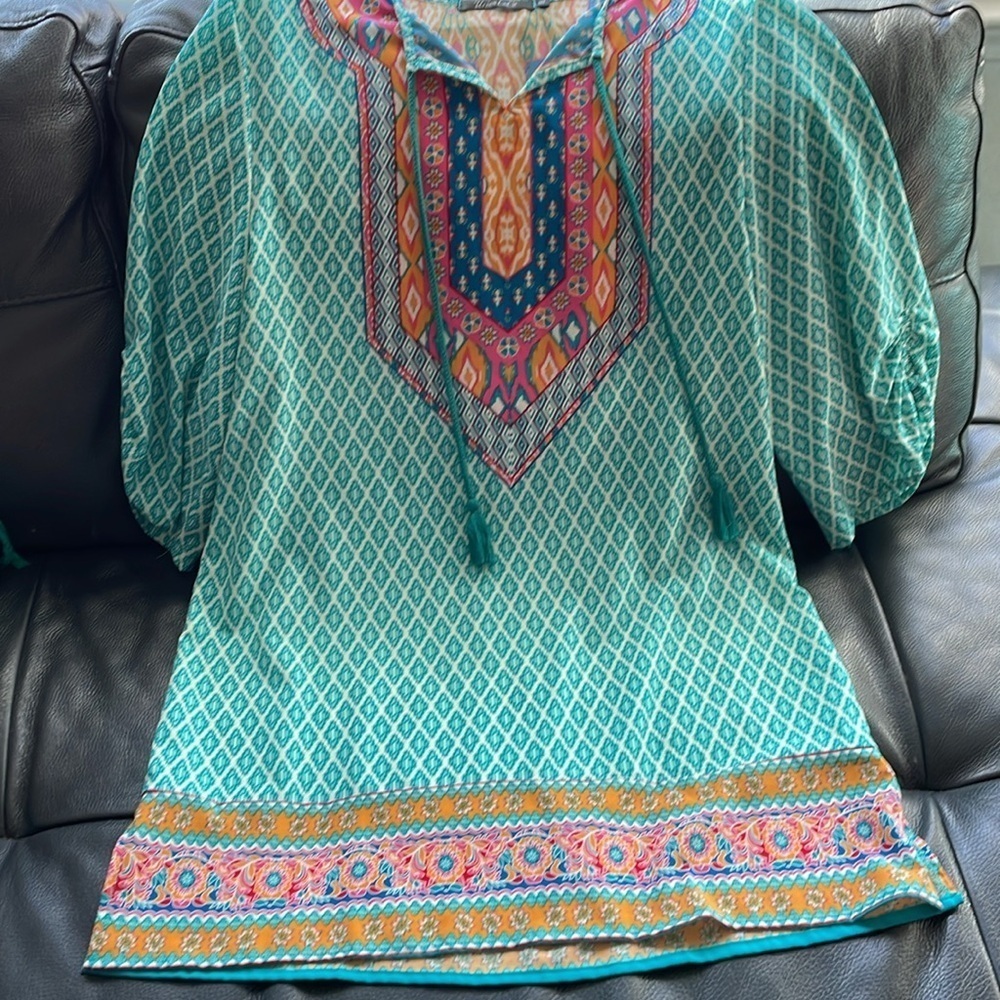 Urban CoCo Tunic Mini Dress Size XL Multicolored BohoStyle Ethnic Inspired Print - Picture 2 of 12